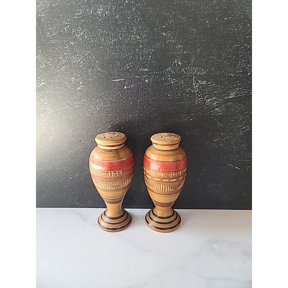 Mexico Vintage Salt And Pepper Wooden Shakers